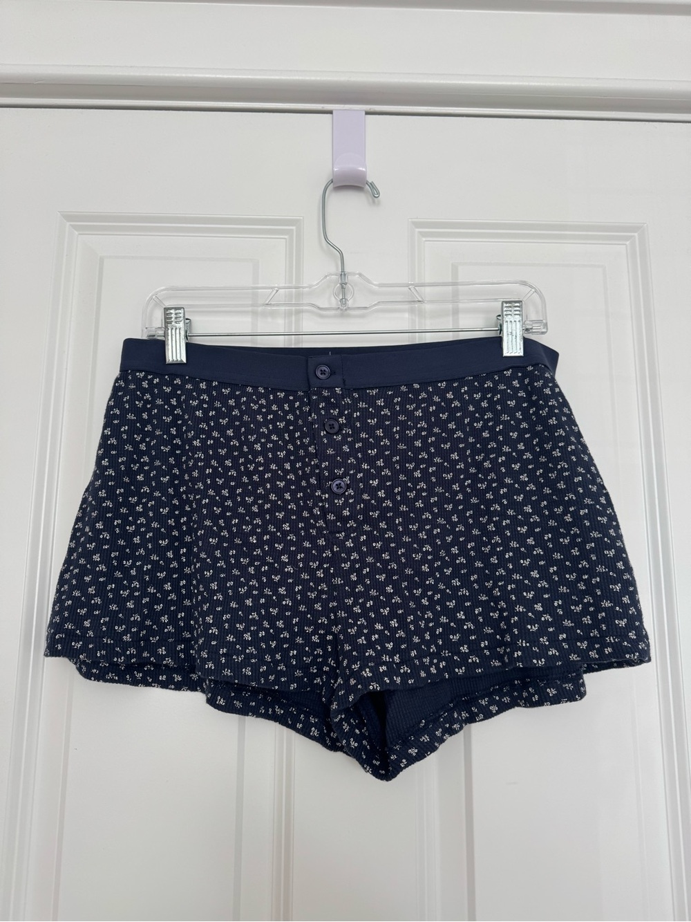 Boutique Navy Floral Printed Cotton Sleep Shorts NWOT - Picture 2 of 4